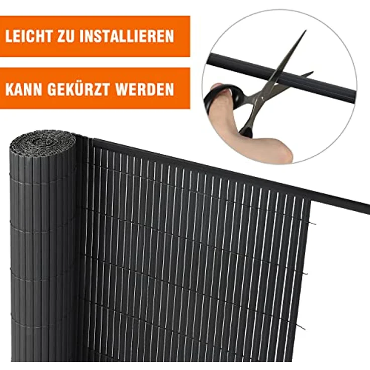 Sekey PVC Zaunschiene Abdeckprofil 5pcs x 1m, Schutzzubehör für PVC Sichtschutzmatte, 1 m/Wurzel, 5er Set, Anthrazit – Bild 4