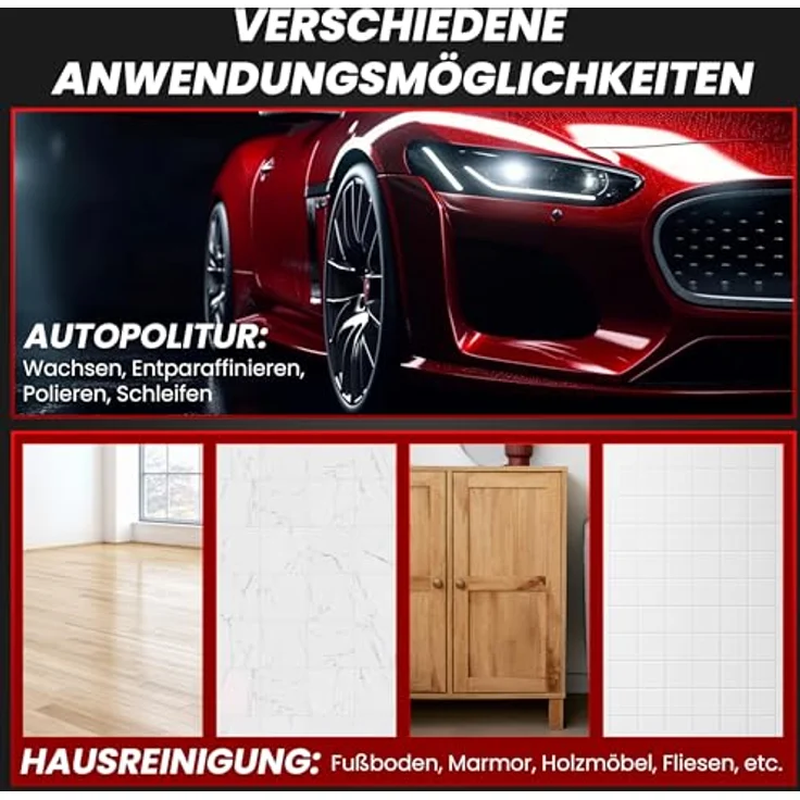 Duke-Handel Exzenter-Poliermaschine 810 W, 15mm Hub, 4800 max. U-min, ohne Akku und Ladegerät, Poliermaschine für Rechts- und Linkshänder, 6m Kabel, 7-stufige Geschwindigkeitsregelung – Bild 5
