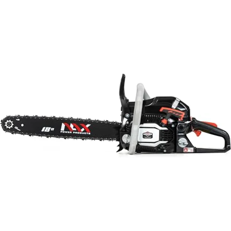 NAX POWER PRODUCTS 400C Motor 51,5 cm3 1,8kW Führungsschiene 18'' 45cm Anti-Rückschlag-System Low Kickback Briggs & Stratton Lizenzware Benzin-Säge Kettensäge, Schwarz – Bild 2