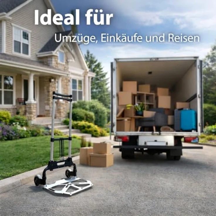 BigDean Klappbare Sackkarre aus Aluminium, Transportkarre bis 70 kg mit 110 cm Teleskopgriff, Anti-Rutsch-Pads und 2 Expanderseilen, 3,4 kg Leichtgewicht, Soft-Räder – Bild 6