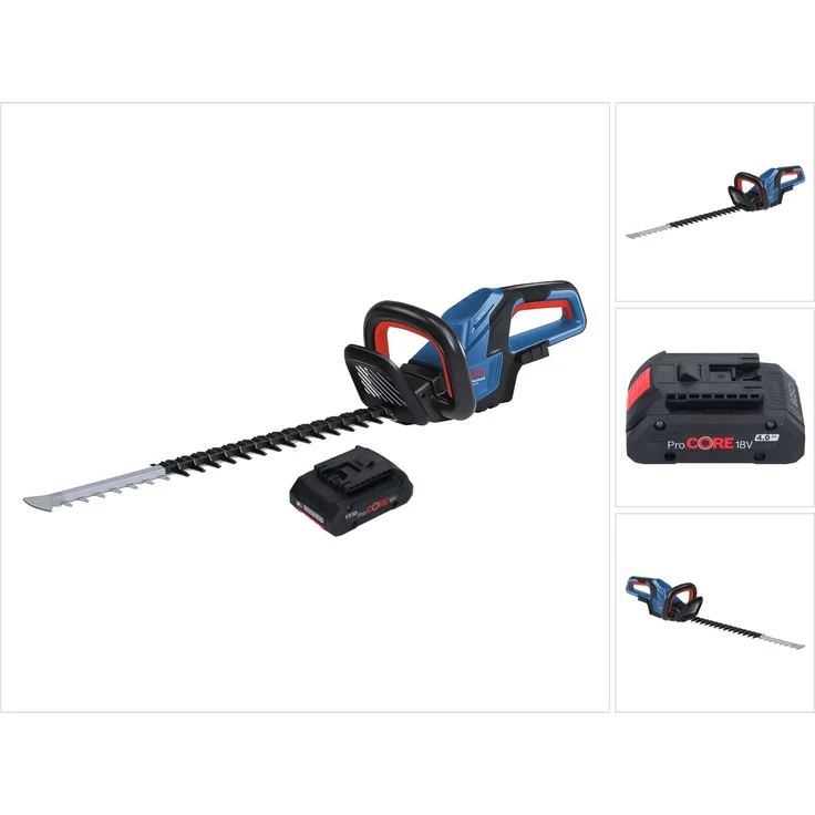 Bosch GHE 18V-60 Professional Akku Heckenschere 18 V 60 cm Brushless + 1x ProCORE Akku 4,0 Ah - ohne Ladegerät, kraftvoller bürstenloser Motor, Anti-Blockier-System, leicht und ergonomisches Design