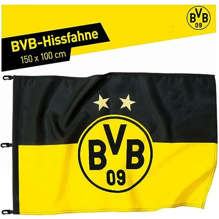 Borussia Dortmund, BVB-Hissfahne, Schwarz-gelb, 150x100cm – Bild 3