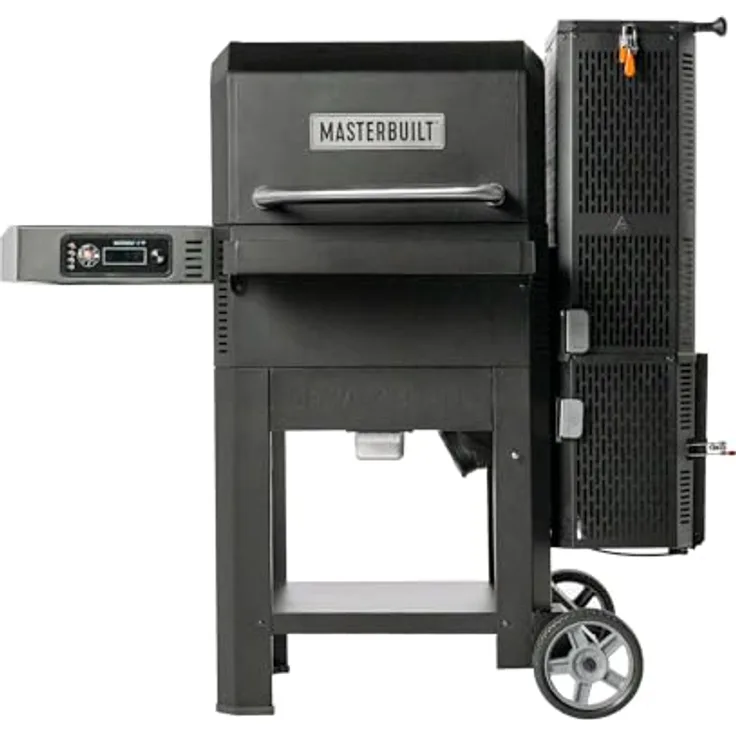 Masterbuilt Gravity Series 600, Digitaler Holzkohlegrill & Smoker mit WiFi-Technologie, 600 Cooking Sq Zoll, GravityFed Kohlebehälter, reversible Smoke & Sear Gusseisenroste, schwarz, Modell MB20041023
