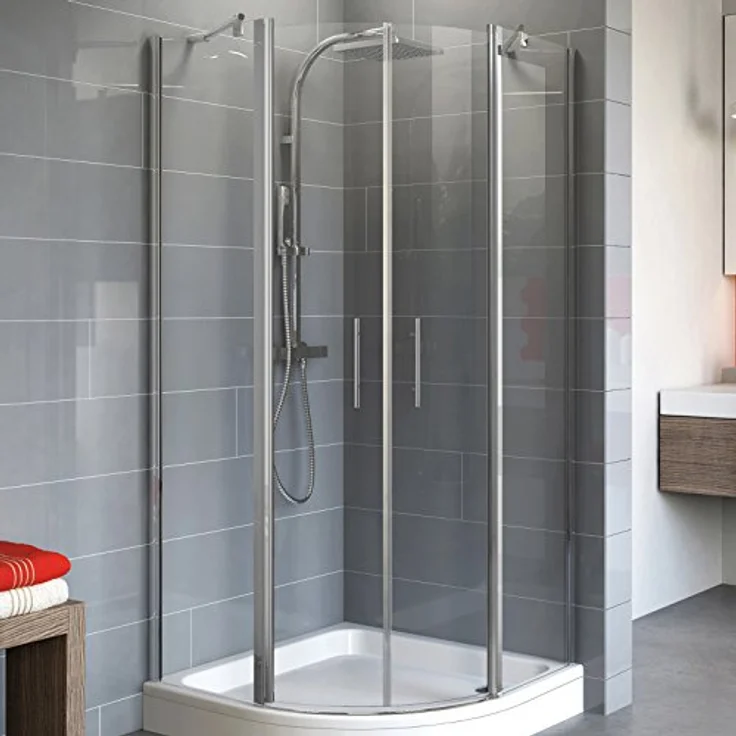 Schulte EP325506 01 500 Duschkabine Alexa Style 2.0 Runddusche, 90 x 90 cm, 192 cm, Radius 55 cm, 5 mm Sicherheitsglas klar hell beschichtet, alunatur, Montage auf Duschewanne oder Fliese – Bild 1