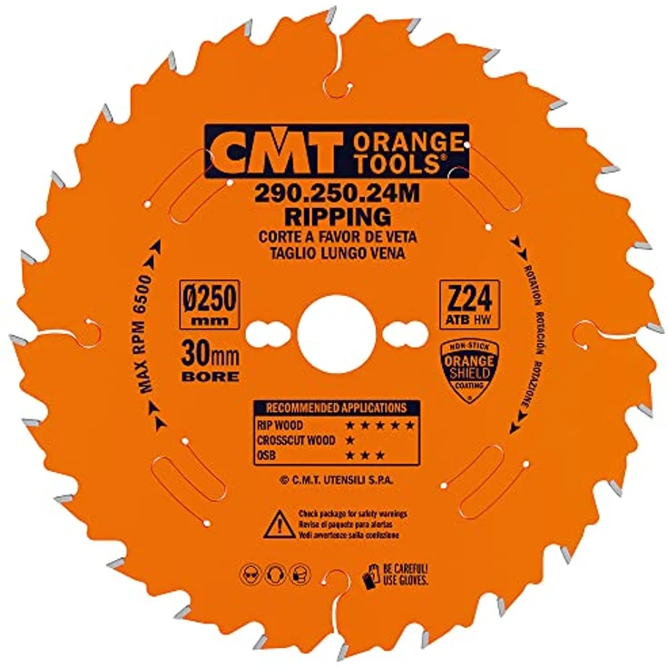 CMT Orange Tools Kreissägeblatt HW 250 x 2,8 - 1,8 x 30 Z=24 10° ATB - 290.250.24M - für Längsschnitte – Bild 2