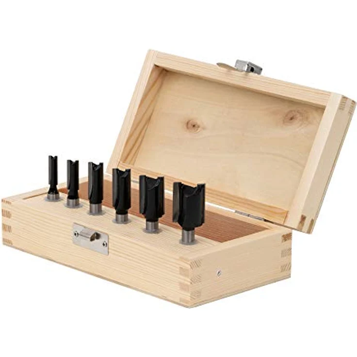 STIER Nutfräsersortiment, Hartmetallschneiden, 6-teilig, 8 mm, Holzfräser, Fräser für gägngie Oberfräsen (8 mm), Fräser Set, robust und langlebig, Formfräsen, Freihandfräsen – Bild 1