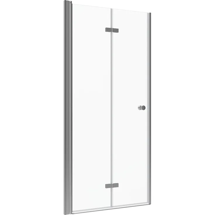 AQUABATOS Dusch-Falttür Pendeltür in Nische Falttür Duschabtrennung, Höhe 187 cm, Magnetverschluss, ESG 5mm, chromoptik