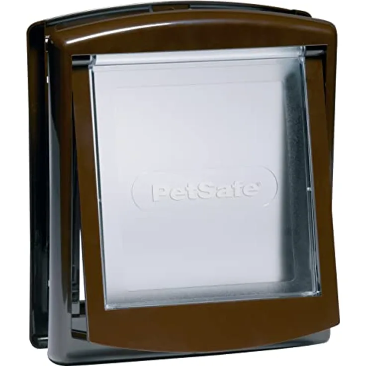 PetSafe Haustierklappe K755SGIFD, transparente Plastikklappe mit Verschlussplatte, passend für Türen bis 18 kg