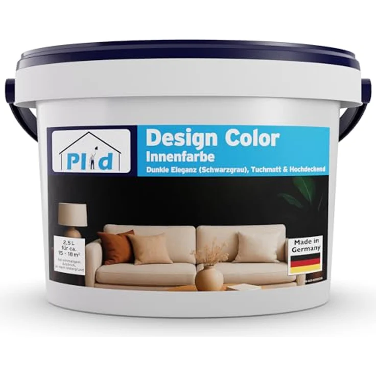 plid Wandfarbe Matte 2.5L, Bunte Designcolor Innenfarbe, Hochdeckend, Geruchsarm, Schnelltrocken für ca. 18m² – Bild 1