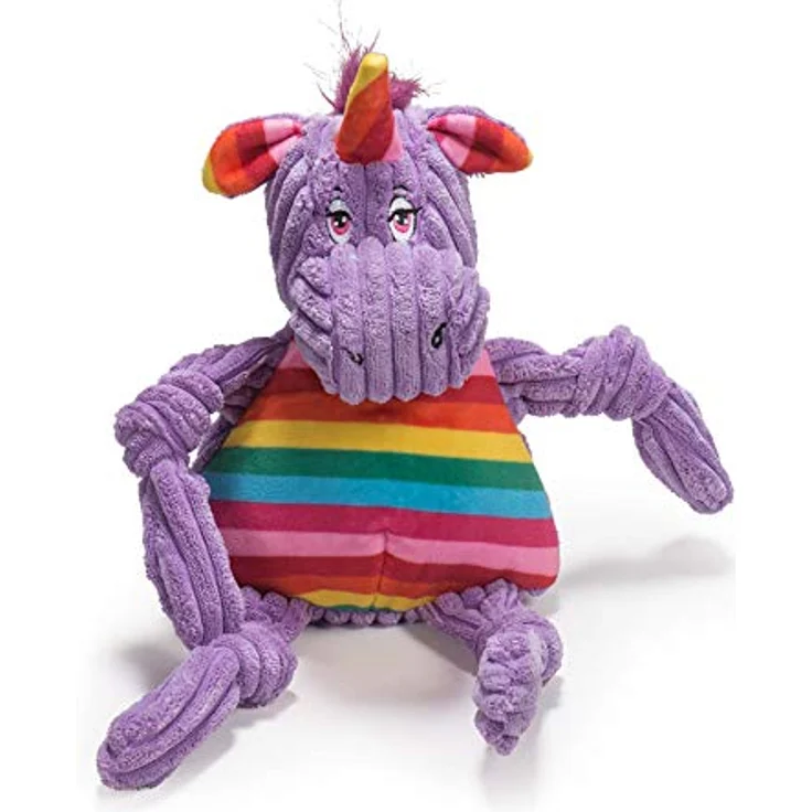 HuggleHounds Knottie Plüsch Hundespielzeug, Quietschendes Regenbogen-Einhorn, strapazierfähig, 38,1 cm hoch, für kleine, mittelgroße und große Hunde – Bild 1