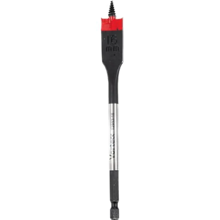 C.K Tools Vorteck Flachfräsbohrer 16 mm x 152 mm, Selbstziehende Gewindespitze, 1/4 Zoll Hex Quick Lock Schaft, Carbonstahl, für Holz und Kunststoff, CK T2953-16 – Bild 1