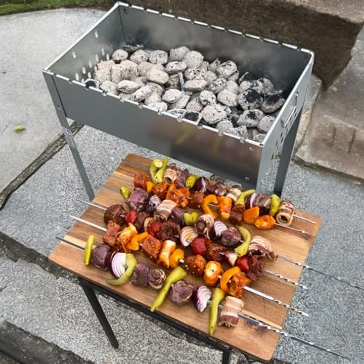 Grillpaul Mangal Spießgrill, Schaschlik Standgrill 50x30x50cm inkl. 6 Edelstahl Spieße, robust und langlebig, schwarz – Bild 2