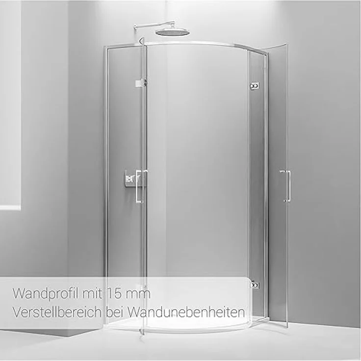 NEXTREND Duschkabine EX406A, Viertelkreis mit Drehtür aus 6 mm Nano ESG-Sicherheitsglas, wählbare Größe 80x80cm oder 90x90cm – Bild 3