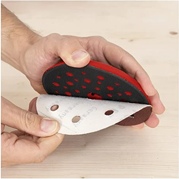 STIER Schleifteller D123mm, Stützteller hart mit Klett, für Exzenterschleifer, inkl. Adapter für 5/16“ & M8 Gewinde, optimale Absaugung, made in Germany – Bild 4