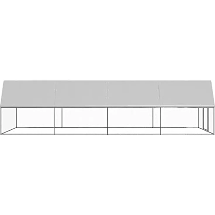 vidaXL Hühnerstall, Outdoor-Hühnerkäfig 3x8x2 m aus verzinktem Stahl, wasserabweisendes Dach, silbern/silbergrau, mit Tür und Schloss – Bild 3