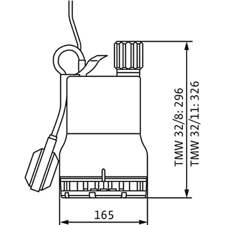 Wilo-Drain TMW 32-8, Schmutzwasser Tauchpumpe zur Förderung von klarem oder leicht verschmutztem Wasser aus Kellern, Behältern, Teichen oder Brunnen Kabellänge 4m, max. 10000l-h, max. 0, 7 bar, 370W Tauchmotorpumpe – Bild 2