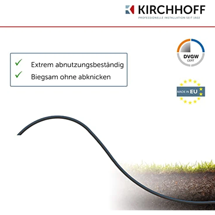 Kirchhoff Wasserleitung für Gartenbewässerung 25 mm x 100 m | PE Rohr für Sprinklersystem | Verlegerohr HDPE | DVGW | Trinkwasserleitung | Made in EU – Bild 3