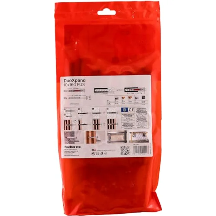 fischer DuoXpand 10 x 160 FUS, Hochwertiger Universaldübel mit Sechskantschraube & U-Scheibe (10 Stk.), Nylon-Dübel für starken Halt, ideal für poröse Baustoffe & randnahe Verankerungen – Bild 2