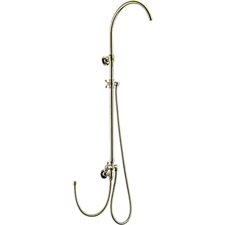 PaulGurkes Duscharmatur PGSET1CLASSIC-ZR, Goldene Duschsystem mit 2-Wege Umsteller, Massivmessing und Hochdruckarmatur – Bild 2