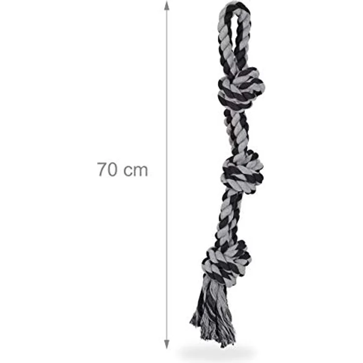 Relaxdays Hundespielzeug Seil, 2er Set, Zerrspielzeug große Hunde, robust, Kauspielzeug, 70 cm, Hundetau, schwarz/grau – Bild 4