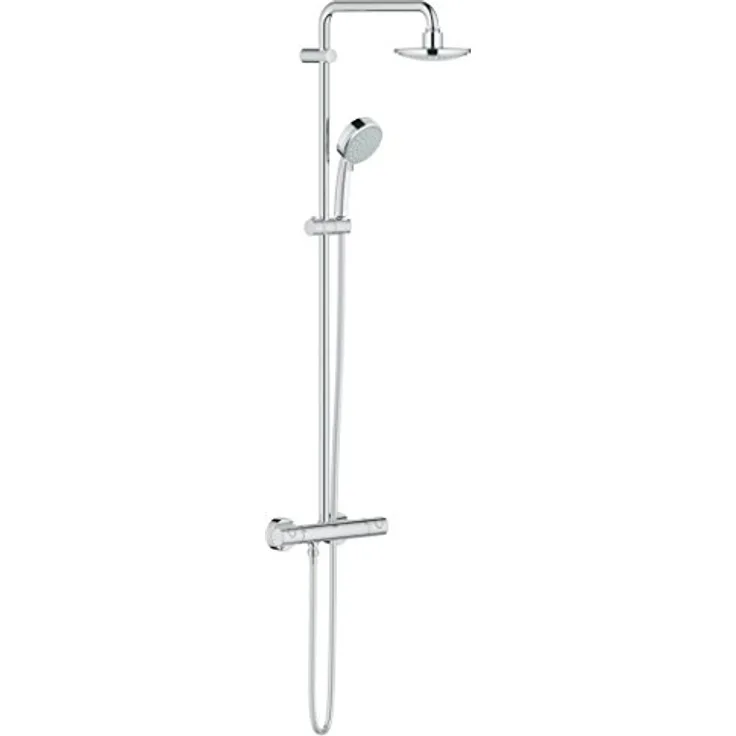 GROHE Tempesta Cosmopolitan 160 - Duschsystem mit Thermostatbatterie (wassersparend, 2 Strahlarten, inkl. Duschablage, Antikalk System), chrom, 27922000