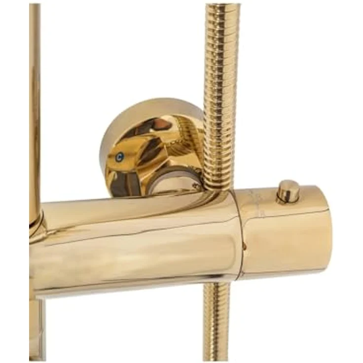 wohnwerk.idee Duschsystem Dusche mit Wannenauslauf mit Thermostat Lungo Gold, 2 Strahlart(en) - Preisvergleich – Bild 4