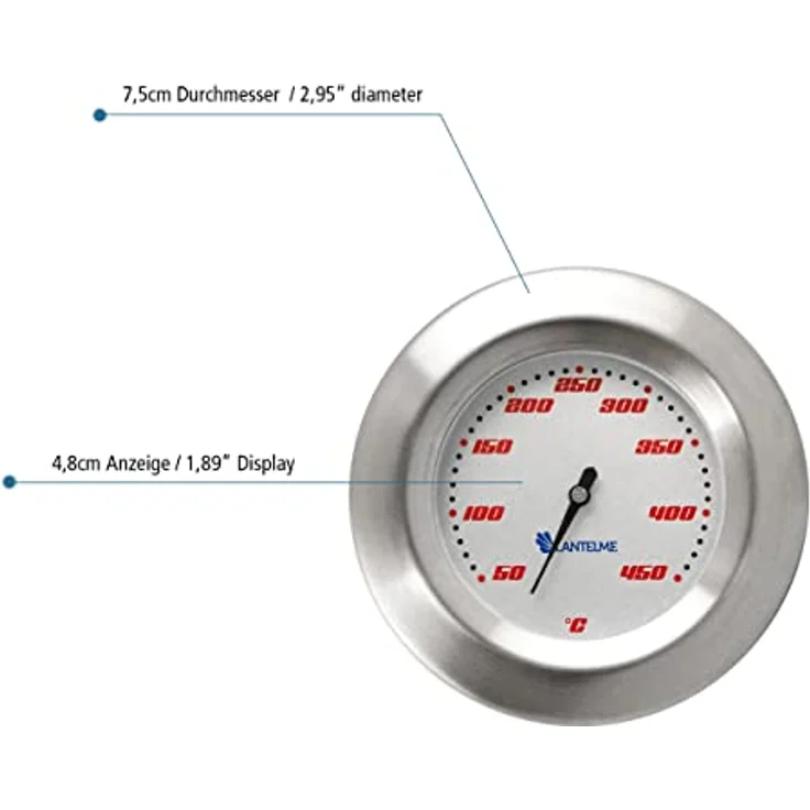 Lantelme Grillthermometer 450 Grad für die Grillhaube Thermometer passend zu allen Smoker Grill Bbq Kohlegrill Kugelgrill zum Einbau Nachrüsten an Grilldeckel – Bild 4