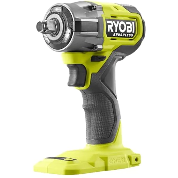 RYOBI 18 V ONE+ Brushless Akku-Schlagschrauber RIW18CBL-0, max. Drehmoment 450 Nm, 4 Drehmomenteinstellungen, Tri-Beam LED-Beleuchtung