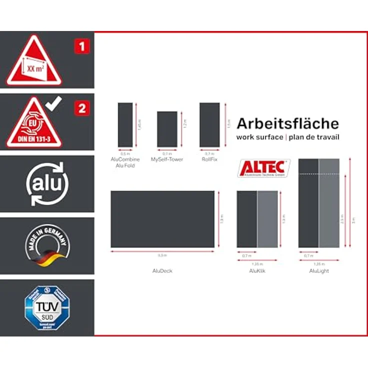 ALTEC Aluminium Fahrgerüst ALTEC Rollfix 2.0 mit Fußplatten und Wandanker, Made in Germany, TÜV, maximale Arbeitshöhe 10 Meter – Bild 9
