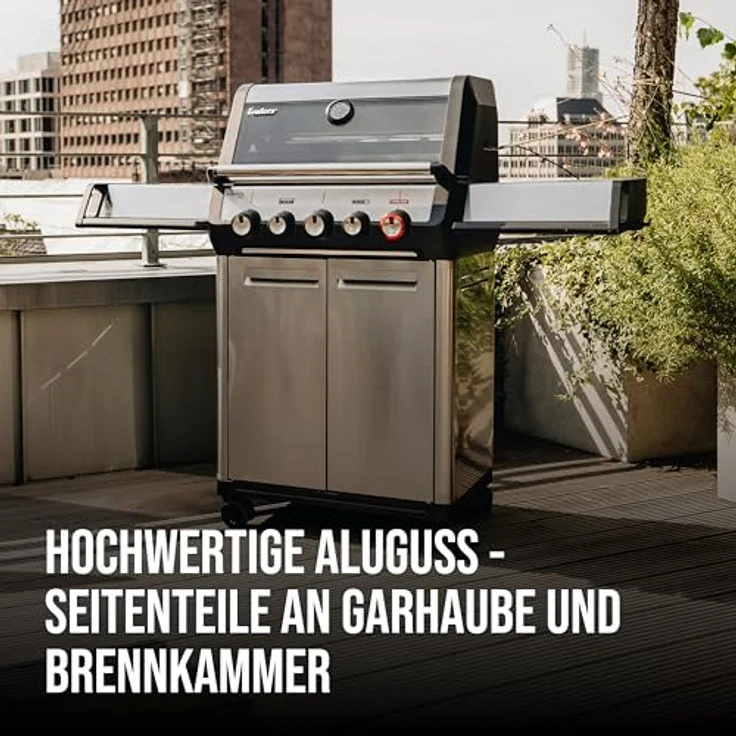 Enders Gasgrill Monroe Pro 3 SIKR Turbo, Edelstahl mit Heat Range, Turbo Zone und Sichtfenster, inkl. leistungsstarkem Seitenkocher – Bild 6