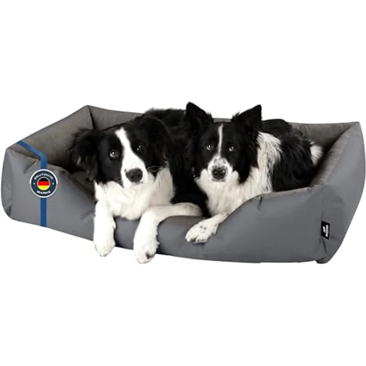 BedDog Hundebett ZARA, Hundekissen mit abziehbaren waschbaren Bezug, Hundekorb, Hundesofa, für große Hunde, XXXL, Cordura und Microfaser-Velours, grau – Bild 1