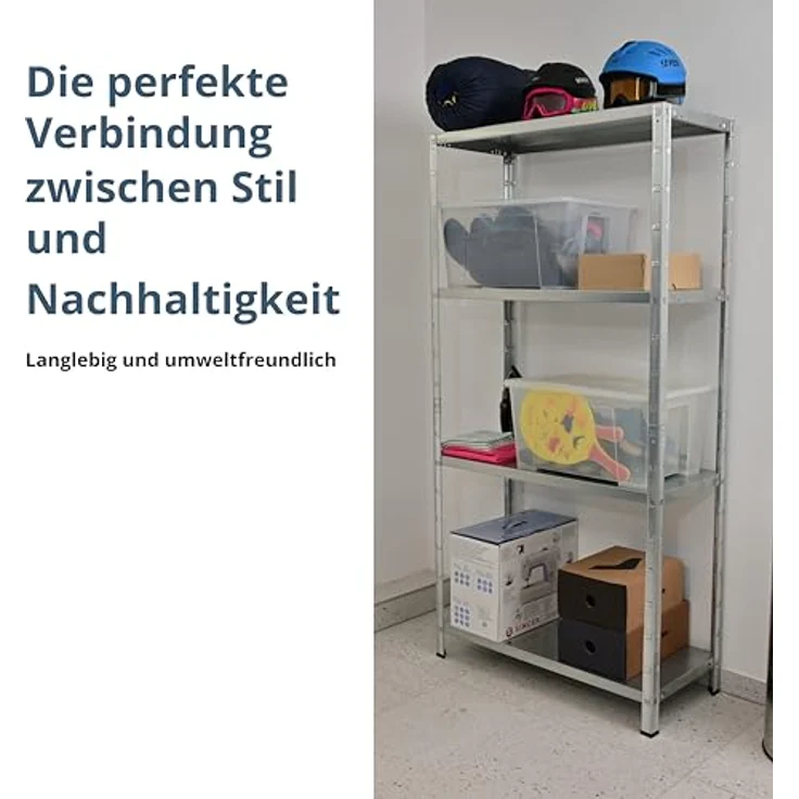 Schulte Regalwelt Lagerregal mit 4 PowerMAX-Fachböden, 137x75x30cm Regalsystem, Steckregal mit einfacher Montage ohne Verschrauben, Traglast je Boden bis zu 50 Kg (Gesamttraglast bis zu 200 Kg) – Bild 8