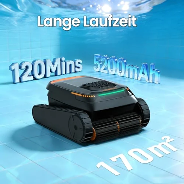 FM SOLAR Pool-Royal Akku-Poolreinigungs-Roboter PR10 Limited Design Edition, 5200mAh Akku, 120 Minuten Laufzeit, für alle Poolformen geeignet, kabellos – Bild 5