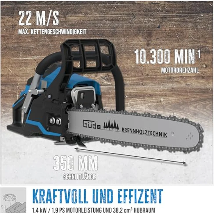 Güde Benzin-Kettensäge KS 400-38 36cm Schnittlänge, 1,4Kw/1,9PS 2 Takt Motor, hochwirksames Anti-Vibrationssystem – Bild 3