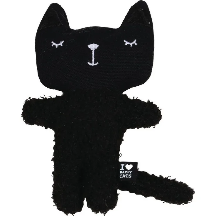 D&D Tierkuscheltier Katzenspielzeug I Love Happy Cats "Zeno" befüllbar schwarz, mit Happy Cats-Kräutermischung