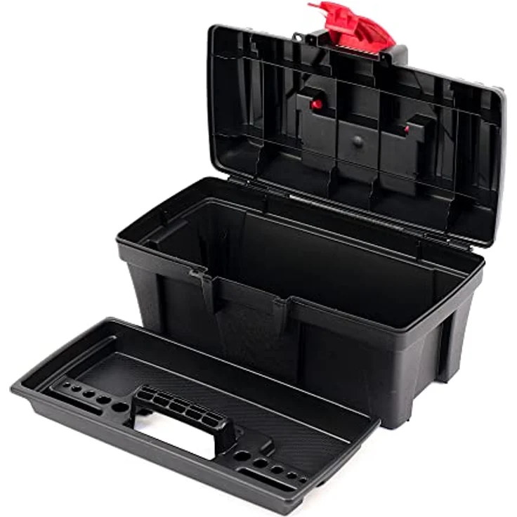 Werkzeugkasten Werkzeugkoffer mit integrierter Werkzeugtrage für Werkstatt Garage ABS-Klemmverschlüsse Kunststoff (300 x 167 x 150 mm) – Bild 1