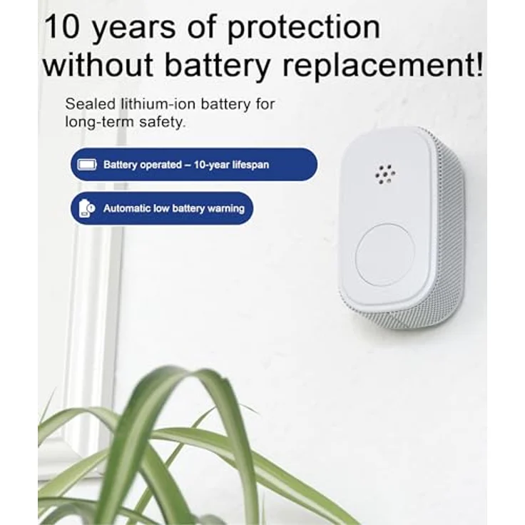 NEMAXX M10 Mini CO Melder mit -Batterie, Kohlenmonoxid Gasmelder, Alarm 85 dB - Gaswarner der neusten Technologie 75 mm, Rauchmelder nach DIN EN50291 – Bild 6