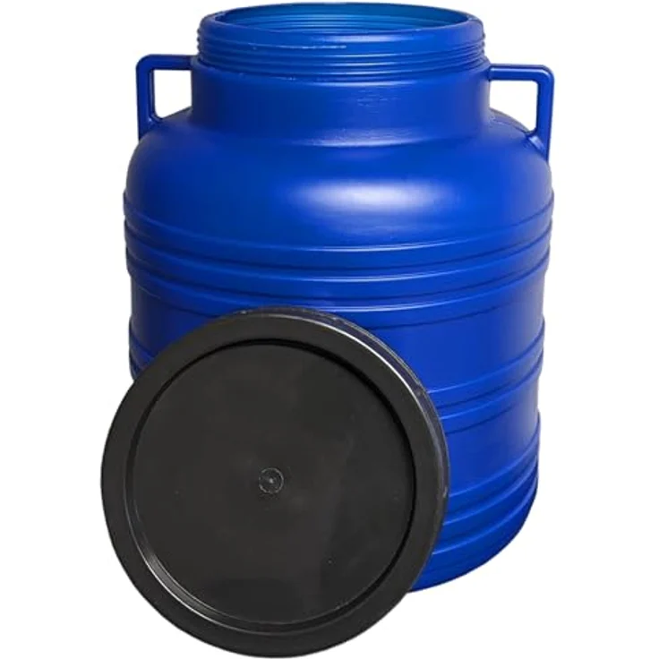 plasteo® 20 Liter Weithalsfass Rund Blau, Lebensmittelecht, BPA-Frei, Universalfass für Haus, Garten und mehr – Bild 3