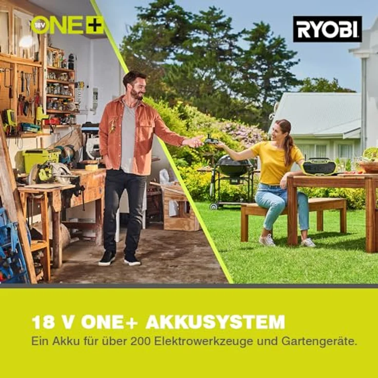 Ryobi Sense 18V, Schnittbreite 30 cm, mit Bikehandle-Griff, mit Tragegurt, ohne Akku und Ladegerät ? OBC1820B, Grün – Bild 4