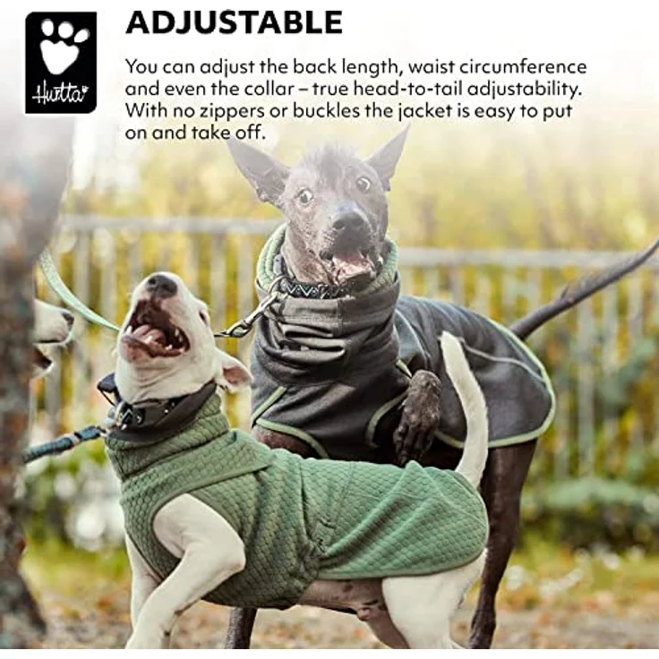 Hurtta Razzle-Dazzle Midlayer Jacke für Hunde, verstellbar, wendbar, Pull On, unter Regenmänteln und Wintermänteln zu verwenden - BlackBerry/Grau-Grün 25 cm – Bild 3