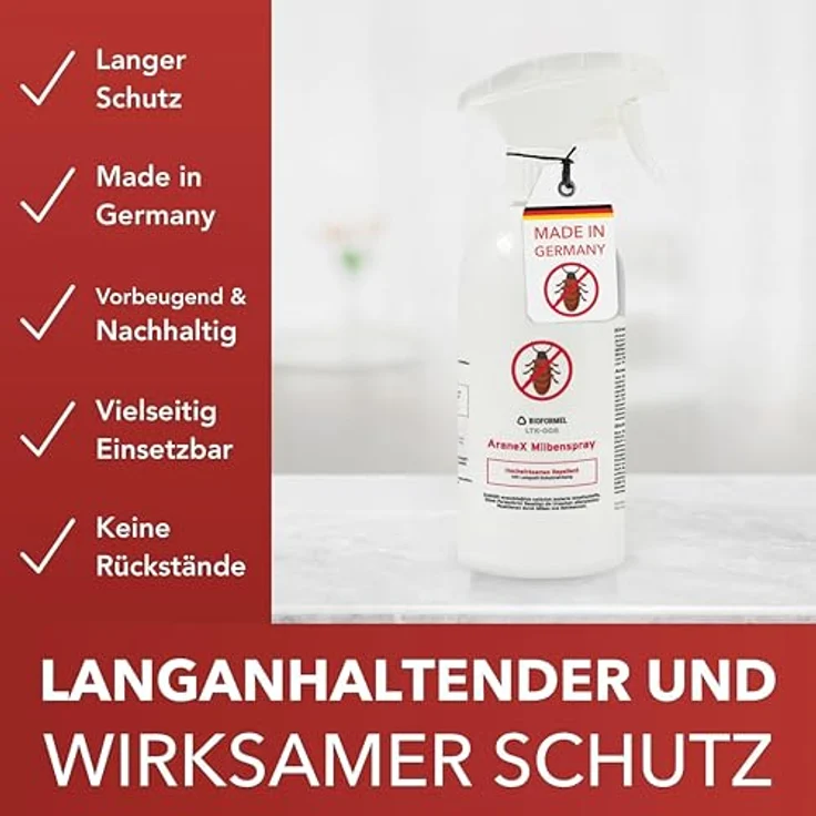 Bioformel LTK-008, 500ml Milbenspray mit Langzeitwirkung, Anti-Milben-Spray für Matratzen, Textilien und Polster, effektive Bekämpfung von Hausstaubmilben und Parasiten – Bild 5