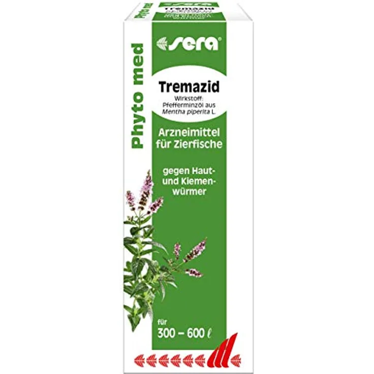 sera Phyto med Tremazid 30 ml - Pflanzlicher Wasseraufbereiter gegen Haut- und Kiemenwürmer, hochwirksames Arzneimittel für Zierfische