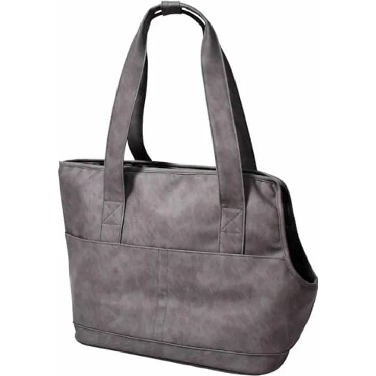 Nobby Tasche Maida grau 40 x 23 x 31 cm, strapazierfähiges Kunstleder, abwaschbar, für Tiere bis ca. 6 kg mit 4 Utensilienfächern
