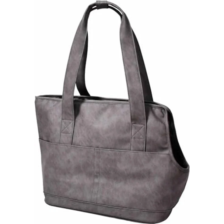 Nobby Tasche Maida grau 40 x 23 x 31 cm, strapazierfähiges Kunstleder, abwaschbar, für Tiere bis ca. 6 kg mit 4 Utensilienfächern