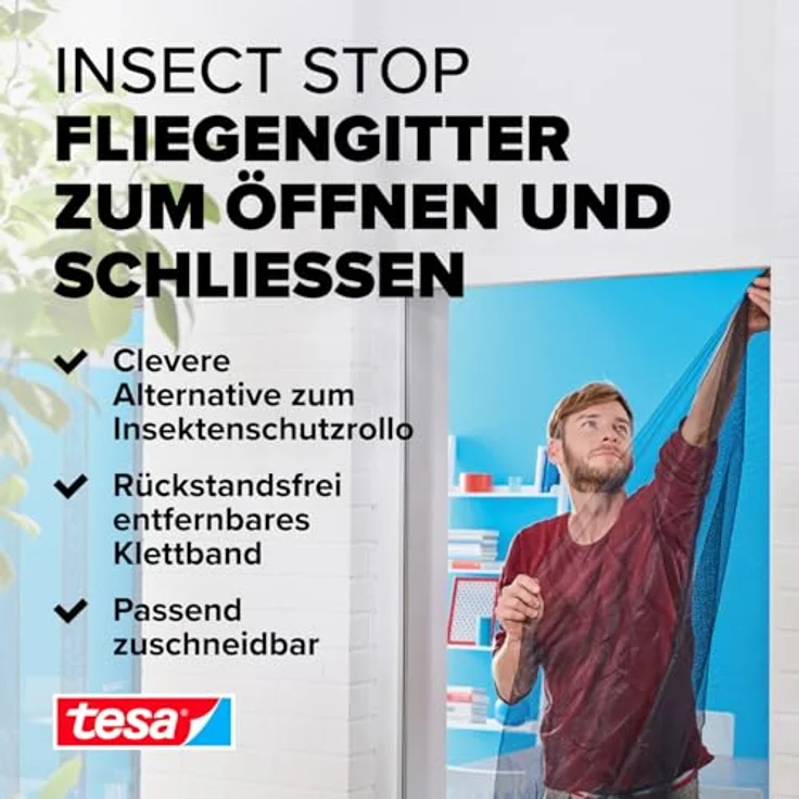 tesa Fliegengitter für Fenster OPEN-CLOSE, 1,30 m x 1,5 m – Bild 2