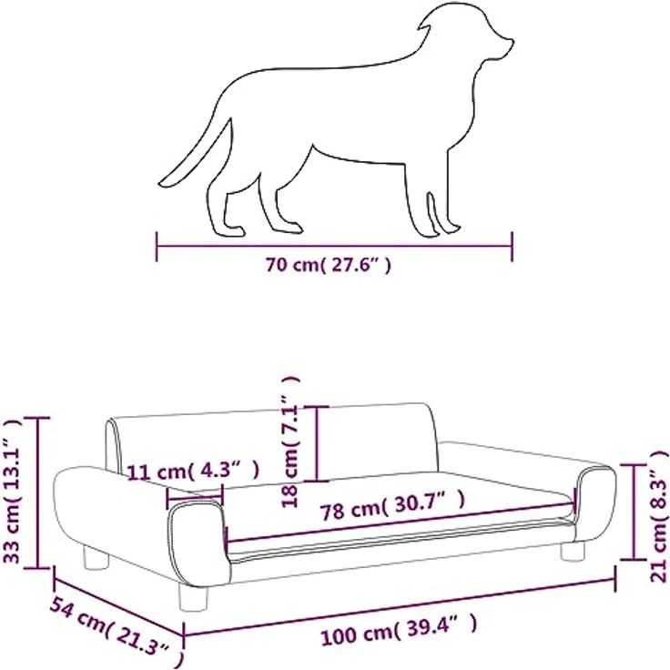 vidaXL Hundebett Hellgrau 100x54x33 cm Samt – Bild 4