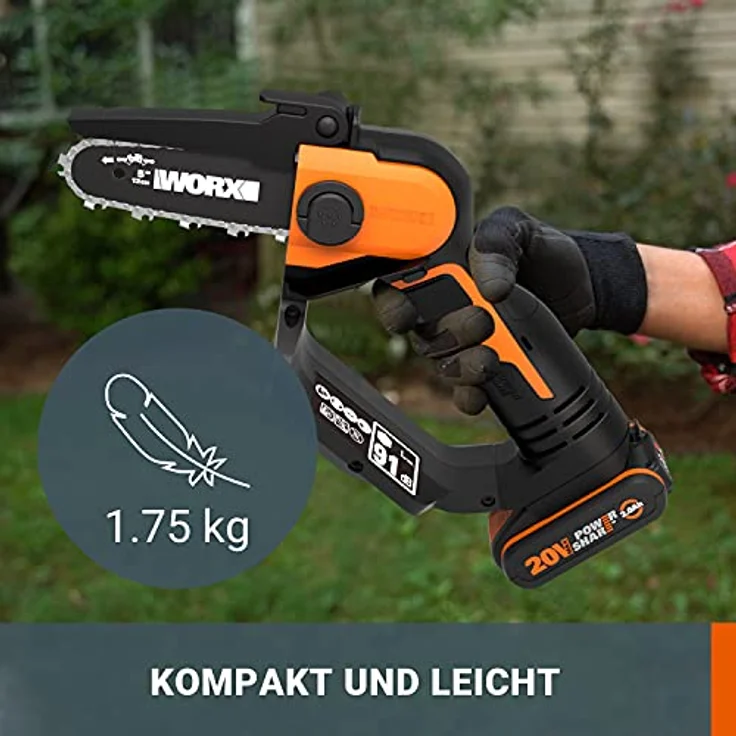 WORX Akku-Einhand-Astsäge WG324E.9 20 V PowerShare, 12 cm Schwertlänge – Bild 2