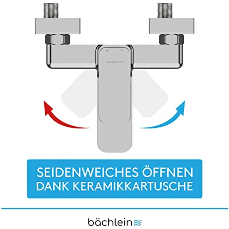 Bächlein Junias Badewannenarmatur, eckiges Design, Komplettset mit Einhand-Wasserhahn in Chrom, inklusive Zubehör – Bild 3