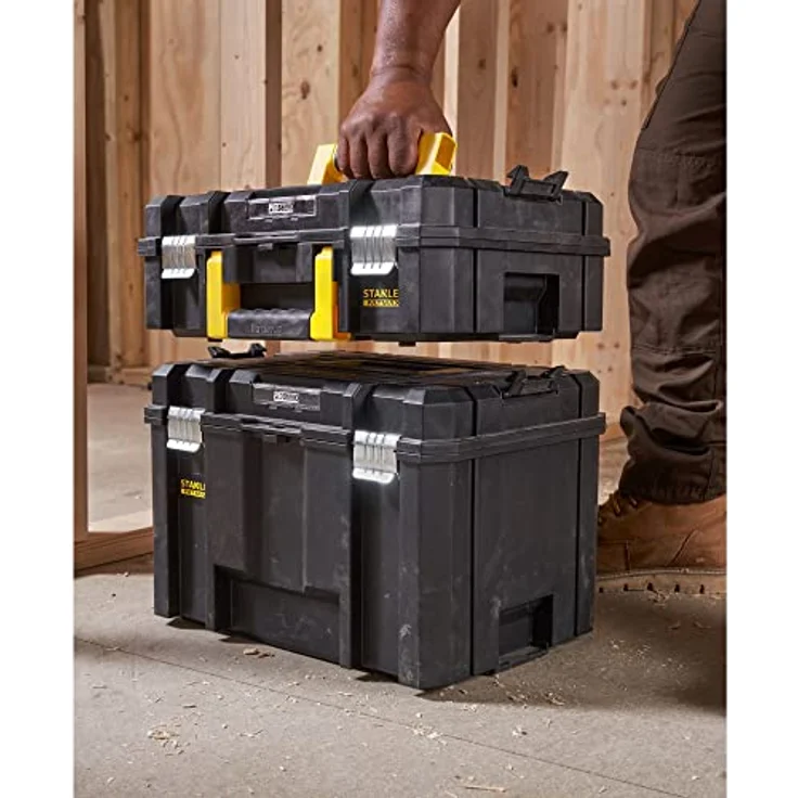 Stanley FMST1-71966 FatMax Pro-Stack Werkzeugbox (13.5 Liter, für kleinerer Handwerkzeuge + Elektrowerkzeuge, mit Schaumstoff-Einlage, rostfreie Metallverschlüsse, stapelbar – Bild 9
