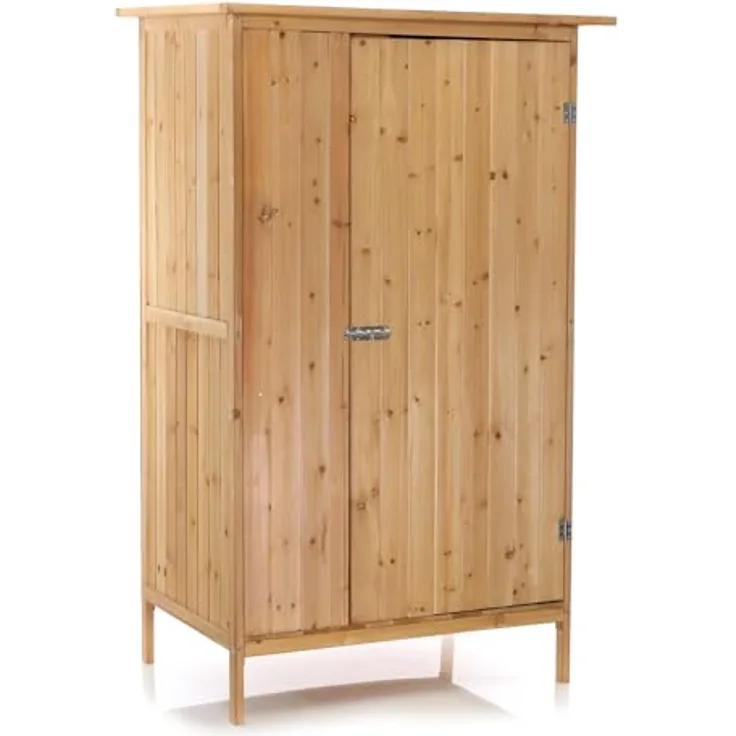 Wiltec Gartenhaus mit 1 Tür in Naturfarbe Holz 92 x 57 x 154cm - Robuste Bauweise, optimale Maße, praktische Aufbewahrung, wetterfestes Dach, einfache Montage by Wiltec